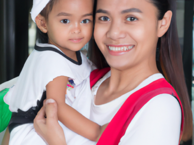 DALL·E 2023 03 01 15.38.58 A good looking Filipino female helper in her 40s taking care of the child. e1677653334971